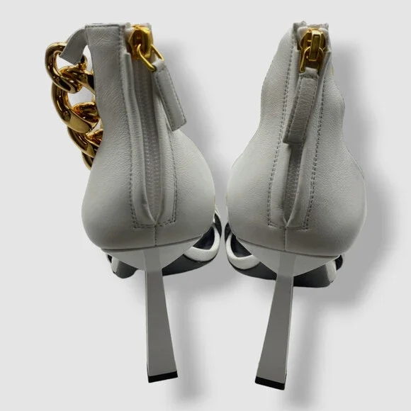 $1450 Versace Women's White Leather D'Orsay Sandal Shoes Size 40 - Picture 4 of 5